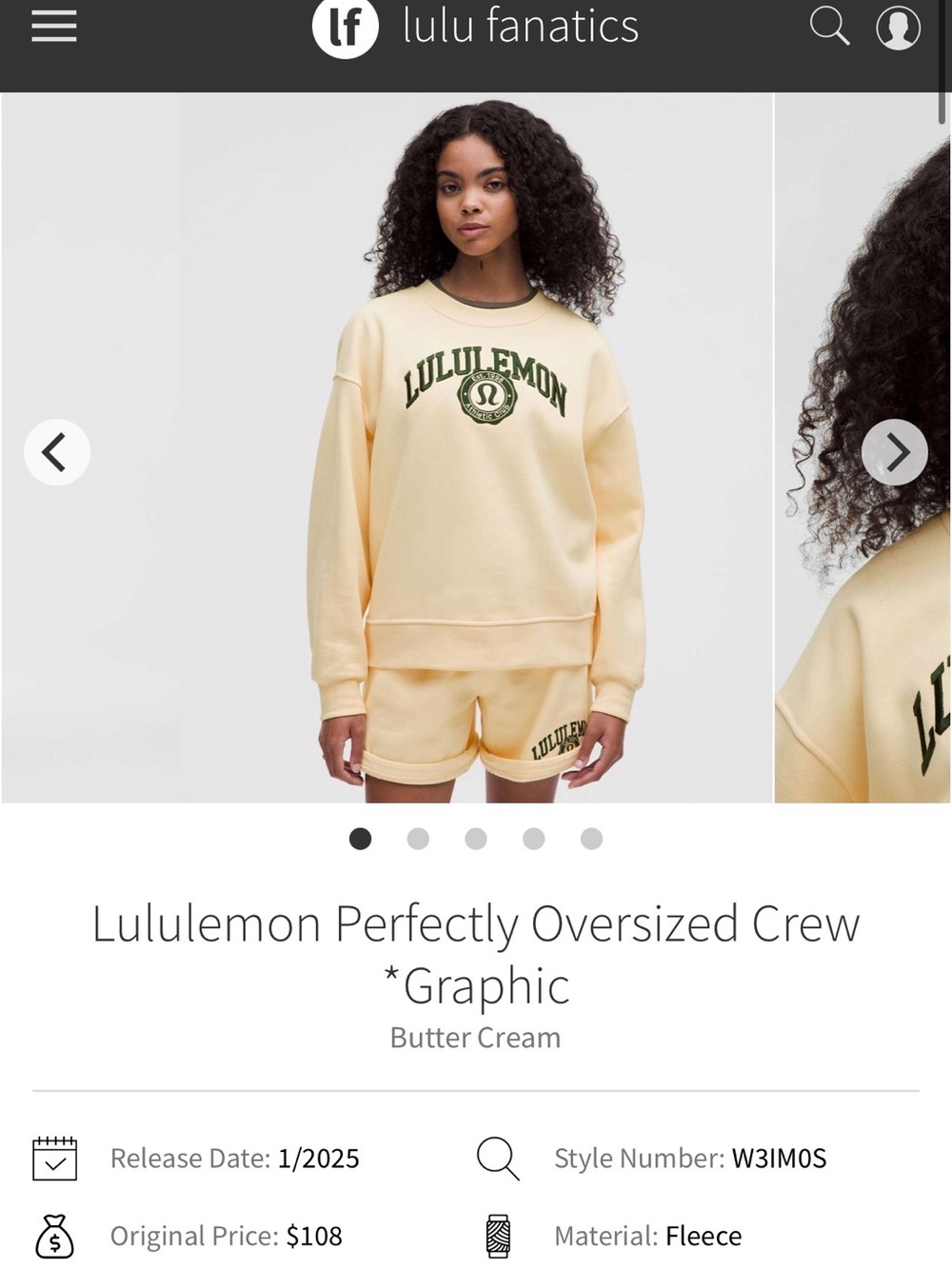 lululemon athletica Cream Crewneck Sweatshirt with Dark Green Logo